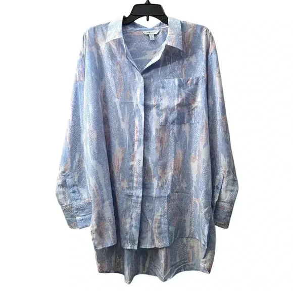 Nine West Drapey Button-Down Tunic Shirt Size XL #162 - Picture 2 of 10